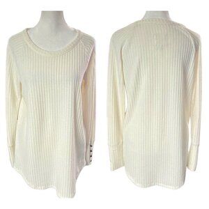 CHASER Women Pullover Thermal Sweater Long Sleeve Sz M White Everyday 32-1